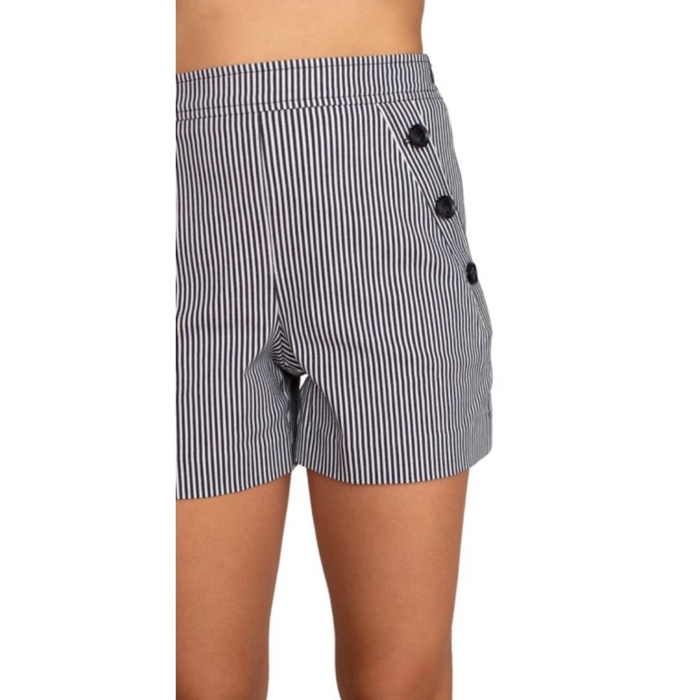 Trina Turk Magnifico Striped Sailor Shorts Women's High‎ Waist Button Nautical - Picture 4 of 13